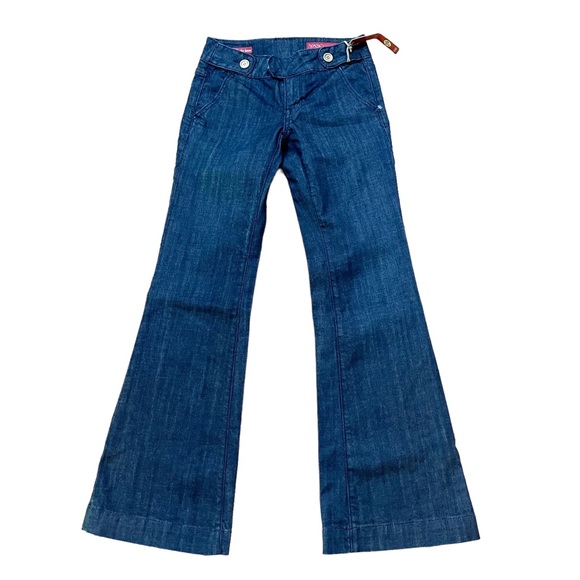 Vintage Y2K Yaso Womens Flare Leg Jeans Size 26 Inseam 32” Dark Wash NEW W TAGS - Picture 1 of 15